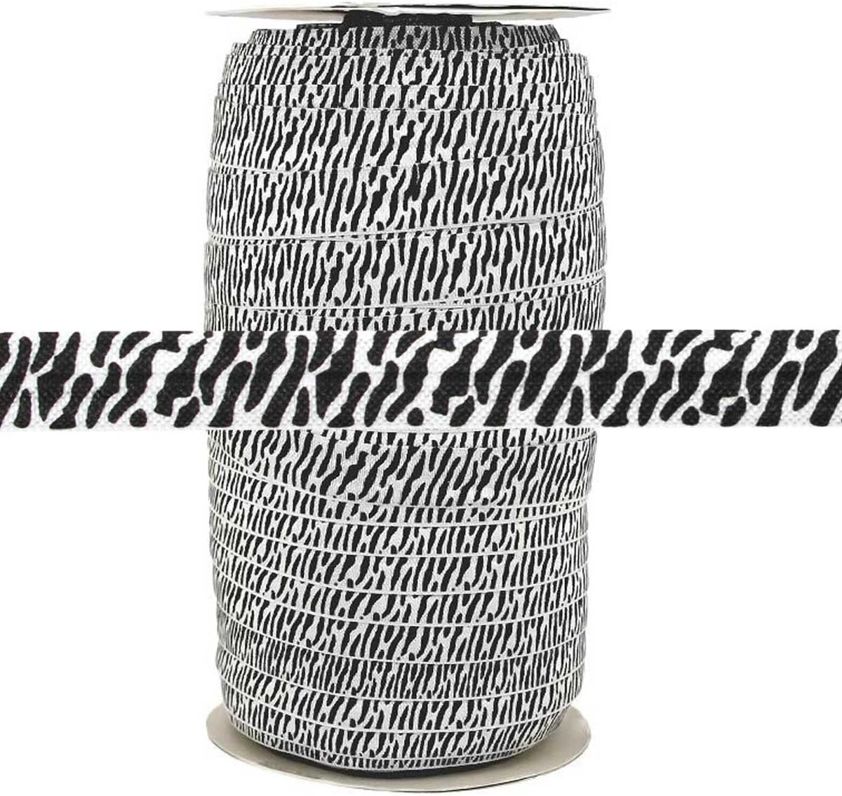 100 Yards - Hot Pink Zebra - 5/8" Fold Over Elastic - ElasticByTheYard