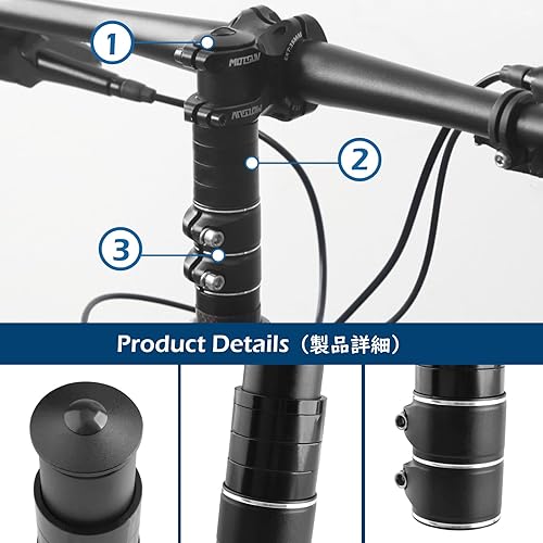 Vista 19 de TRIWONDER Adaptador de vástago de bicicleta para MTB, BMX, bicicletas de montaña, elevación de cabeza de aleación de aluminio 01 Negro