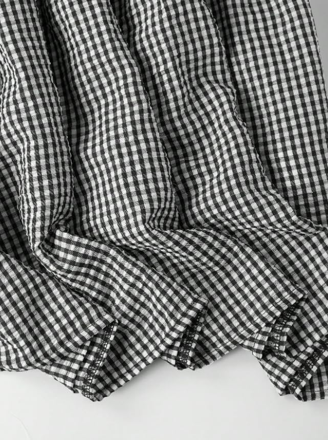 Womens Fall Skirts with High Waist Ruffle in Gingham for Beach Party That is a Long Cute Skirt