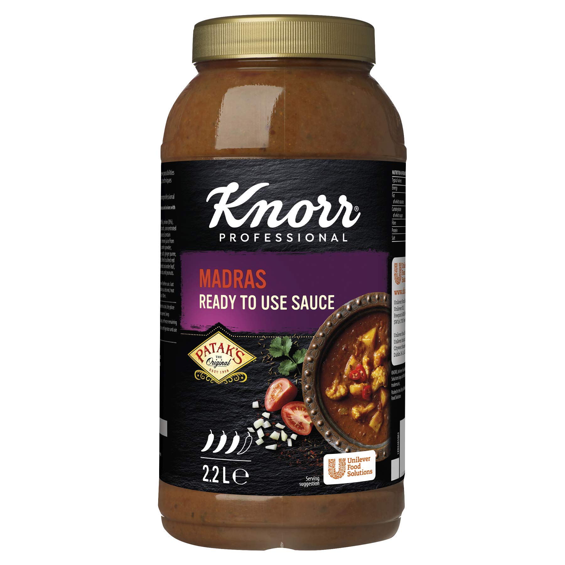 Knorr Patak's Madras Ready-to-Use Cooking Sauce, Aromatic Indian Sauce, 2.2L