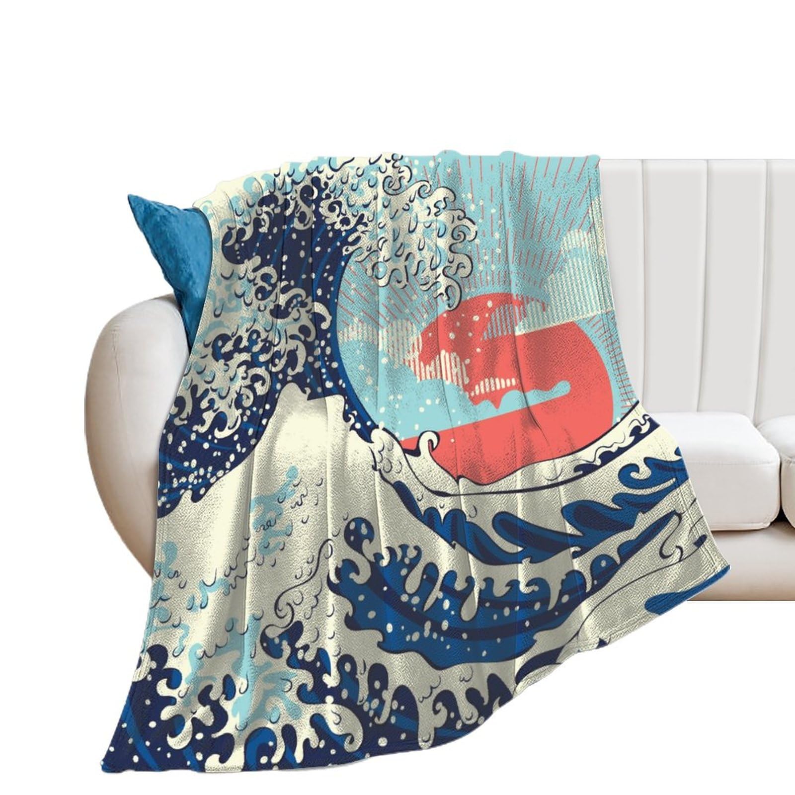 Couverture polaire pour lit et canapé grand confort imprimé océan 100x130