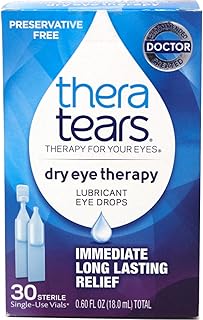 TheraTears Eye Drops for Dry Eyes, Dry Eye Therapy Lubricant Eyedrops, Preservative Free, 30 Count Single-Use Vials