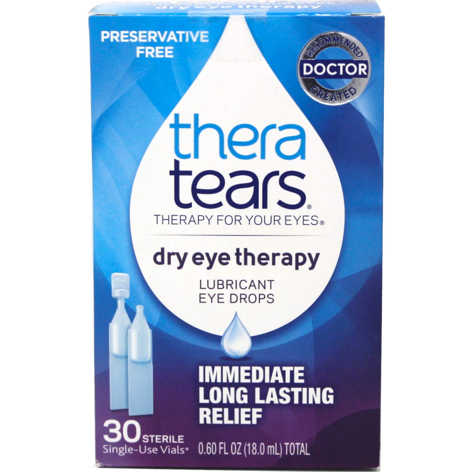 TheraTears Eye Drops for Dry Eyes Dry Eye Therapy Lubricant Eyedrops Preservative Free 30 Count Single-Use Vials