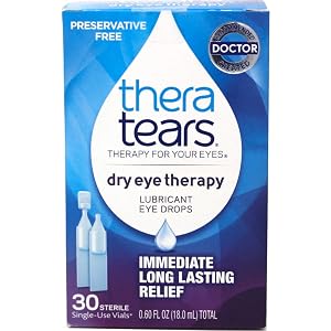 TheraTears Eye Drops for Dry Eyes Dry Eye Therapy Lubricant Eyedrops Preservative Free 30 Count Single-Use Vials