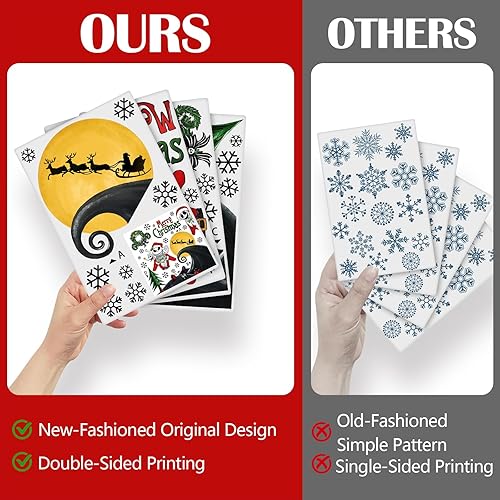 Miniatura 6 de Yovkky Merry Christmas Nigh.tmar.e BEF.ore - Adhesivos para ventana de Navidad, decoración de calcomanías de árbol de Navidad de Papá Noel, Año