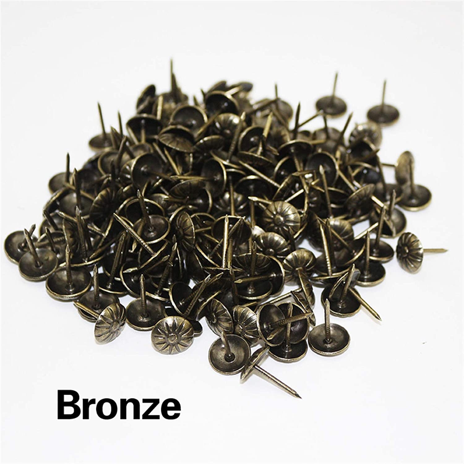 YKMYXZ， 100 Uds., tachuela de bronce, joyería, regalo, caja de vino, pasador de empuje, cierre de puerta, accesorios de hardware, tachuela de sofá adecuada for la escuela y la Oficina(Bronze)