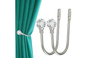 2Pcs Crystal Curtain Tiebacks with Clear Crystal Ball and Screws
