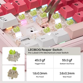EPOMAKER AULA F99 MAX Wireless Mechanical Keyboard, Smart Screen & Knob, 8000mAh, 2.4Ghz/BT Creamy Keyboard, Pre-Lubed Switch, Hot-Swappable, RGB Backlit, Custom Software (Pink, Reaper Switch)