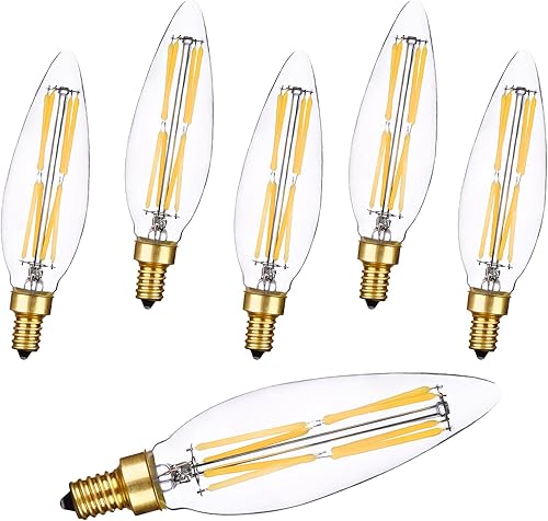 Bombillas LED de Candelabro B11C35 Regulables Edison Bombillas de Luz Blanca Diurna 4000K, 8W, Base E12 Bombillas para Ventilador de Techo, Paquete