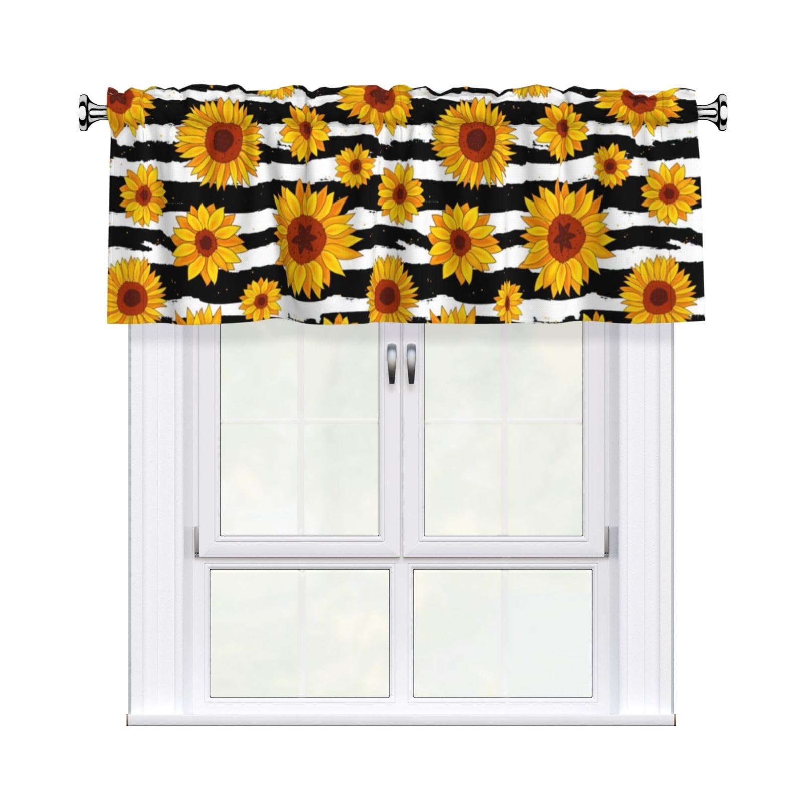 YYHHAOFA Sunflowers Prints Durable Kitchen Window Layer – 54x18 Inch 100% Polyester Valance with Precision Construction