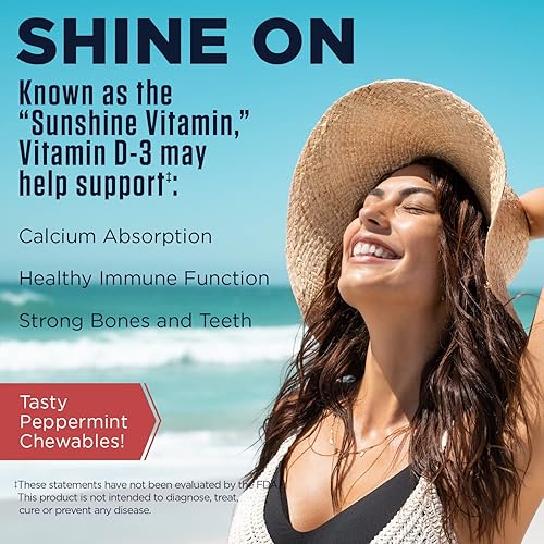 Miniatura 4 de KAL Vitamina D3 5000 UI 125 mcg, masticables de vitamina D de alta potencia, absorción de calcio, suplemento de apoyo para la salud ósea y el