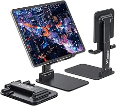 STRIFF Phone Stand Mobile Stand Foldable Tablet Mobile Tabletop Stand Holder - Angle-Height Adjustable Desk Cell Phone Holder Anti-Slip Compatible with Smartphones/iPad Mini/Game/Kindle/Tablet(4-10")