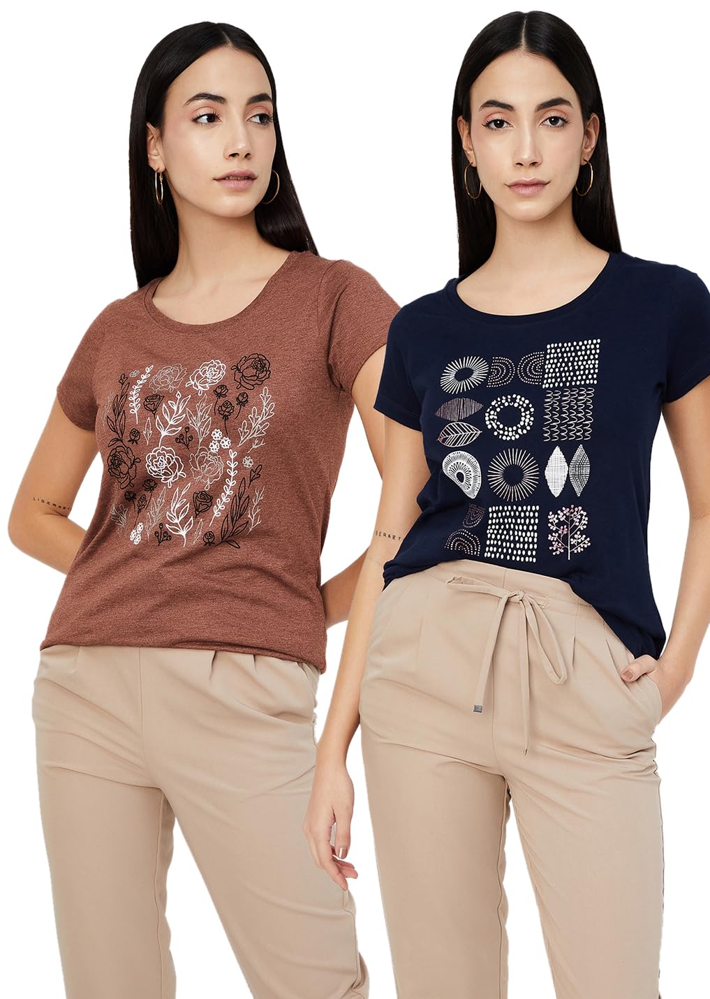 max Women's Cotton Regular Fit Graphic Printed T-Shirt - Pack of 2-picture-41