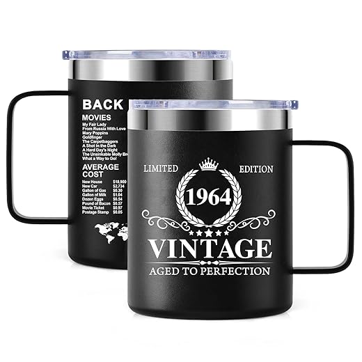 Lukisesy 60th Birthday Gifts for Men, Funny 60 Year Old Gifts for Men 1963 60th Birthday Decorations for Men Women Fathers Mothers Christmas Birthday Gifts Ideas for Dad Mom Grandpa 12 OZ Mug