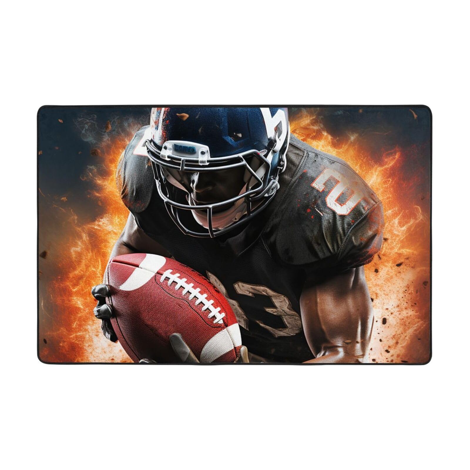 Tapis de sol salon vintage motif football américain lavable pour chambre