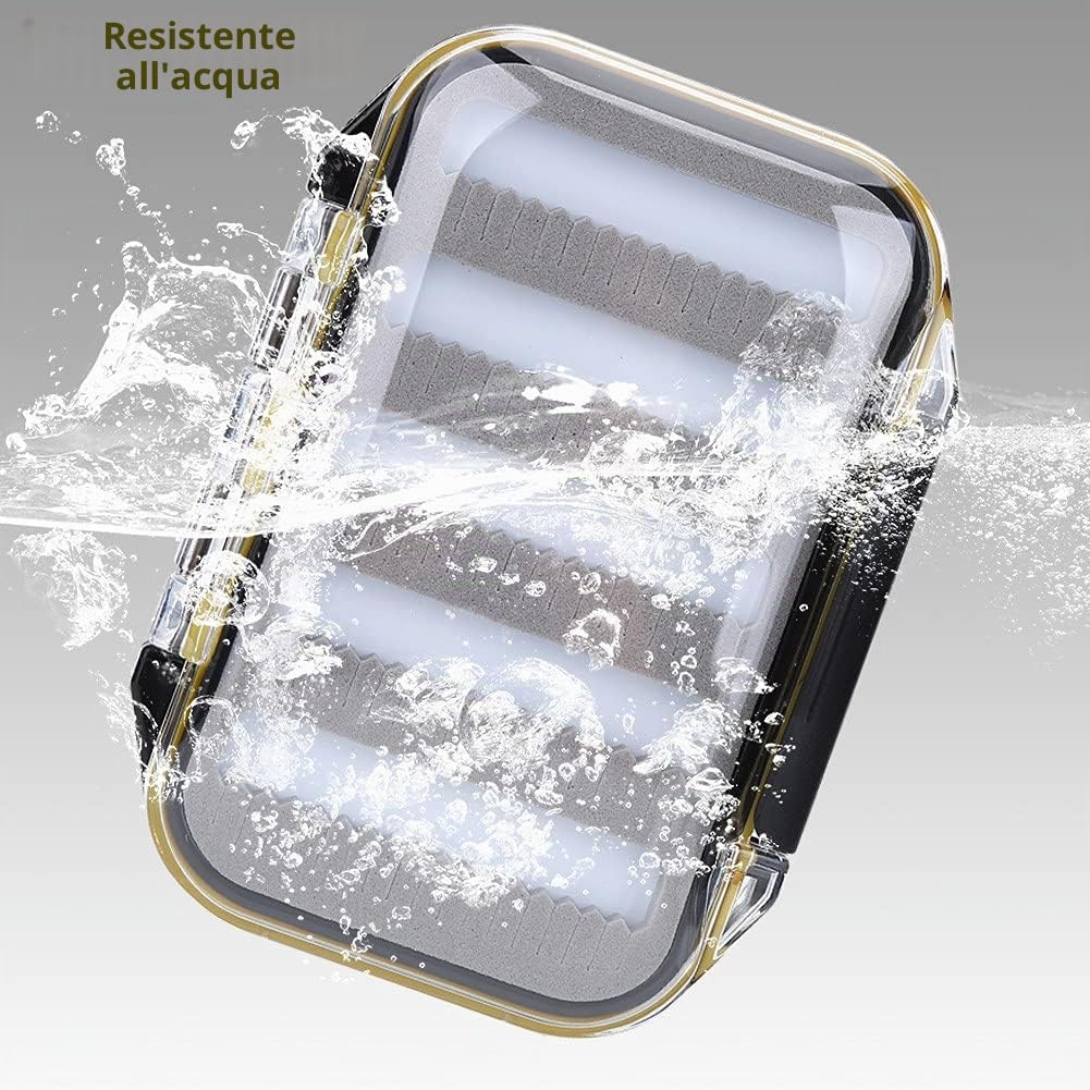 TOPINCN Kit Mosche per la Pesca a Mosca Scatola per Esche Artificiali a Doppio Fondo Scatole di plastica per Esche Imbottitura per Esche Imbottite