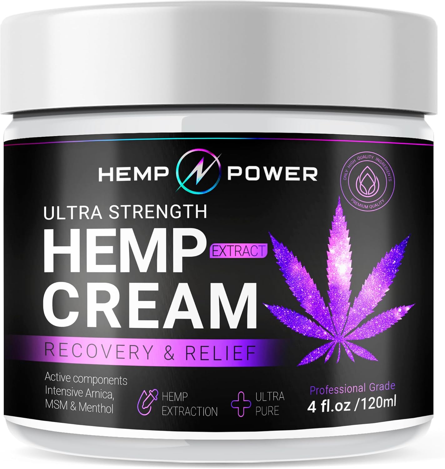 HEMP POWER Joint Muscle Relief Cream, with Hemp, Menthol, MSM Arnica, Support Your Back, Muscles, Joints, Neck, Shoulder, Knee, Nerves – 4 Fl Oz