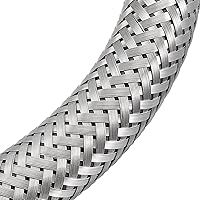 Vista 4 de uxcell Conector de línea de suministro de grifo de 20 pulgadas de largo, 2 piezas G 3/8 rosca de compresión hembra x G 1/2 rosca recta hembra