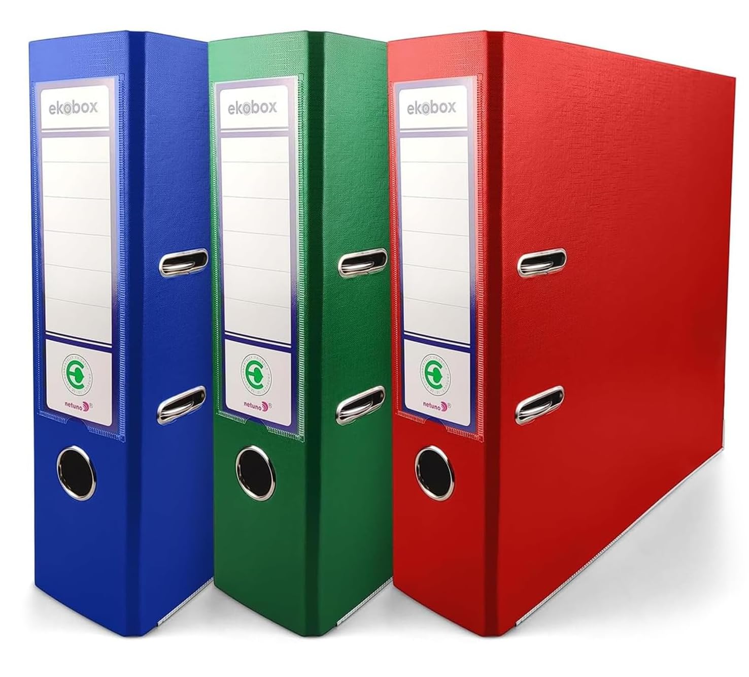 Netuno 3 Binder Blue Red Green A4 Spine 8 cm 3.15in Extra Wide Cardboard File Organizer for Office School Desk Storage documents Strong Stable Large Capacity Practical โ image 1