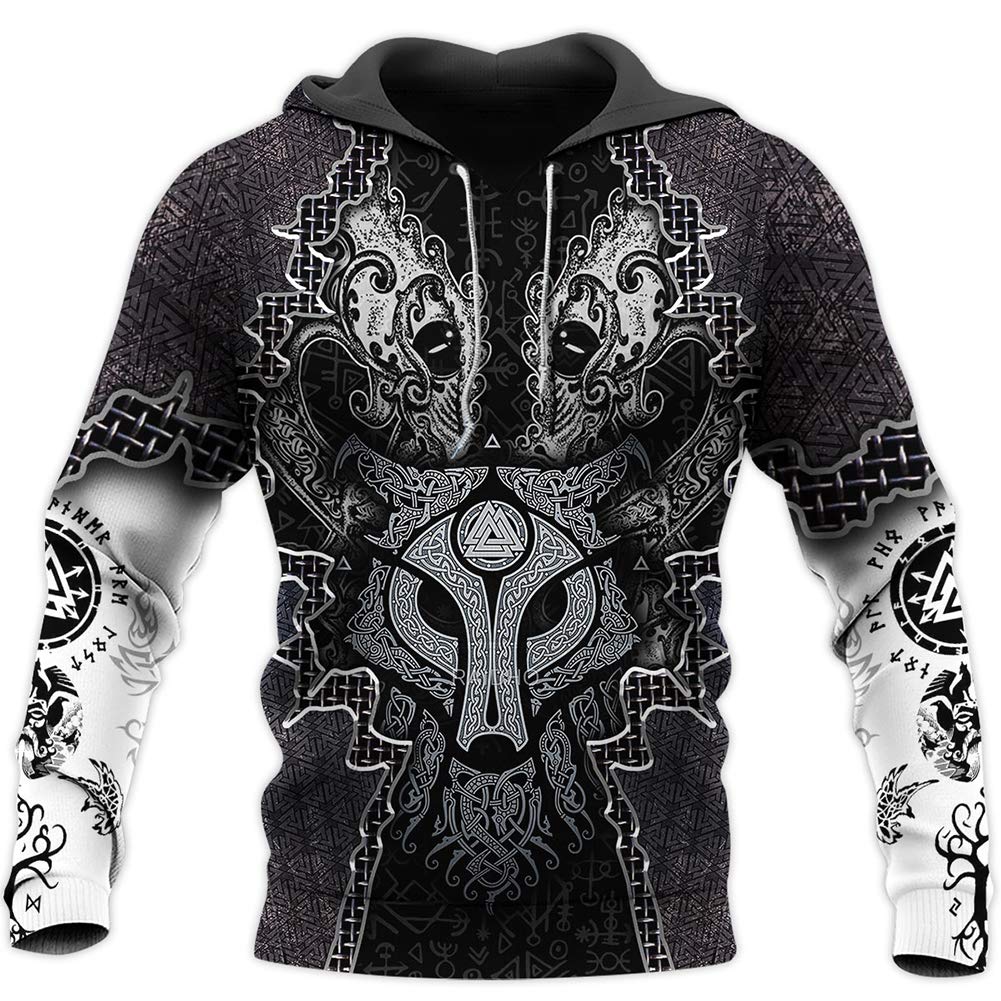 Ensemble Viking Homme avec sweat à capuche loup Fenrir YABEME 3D streetwear