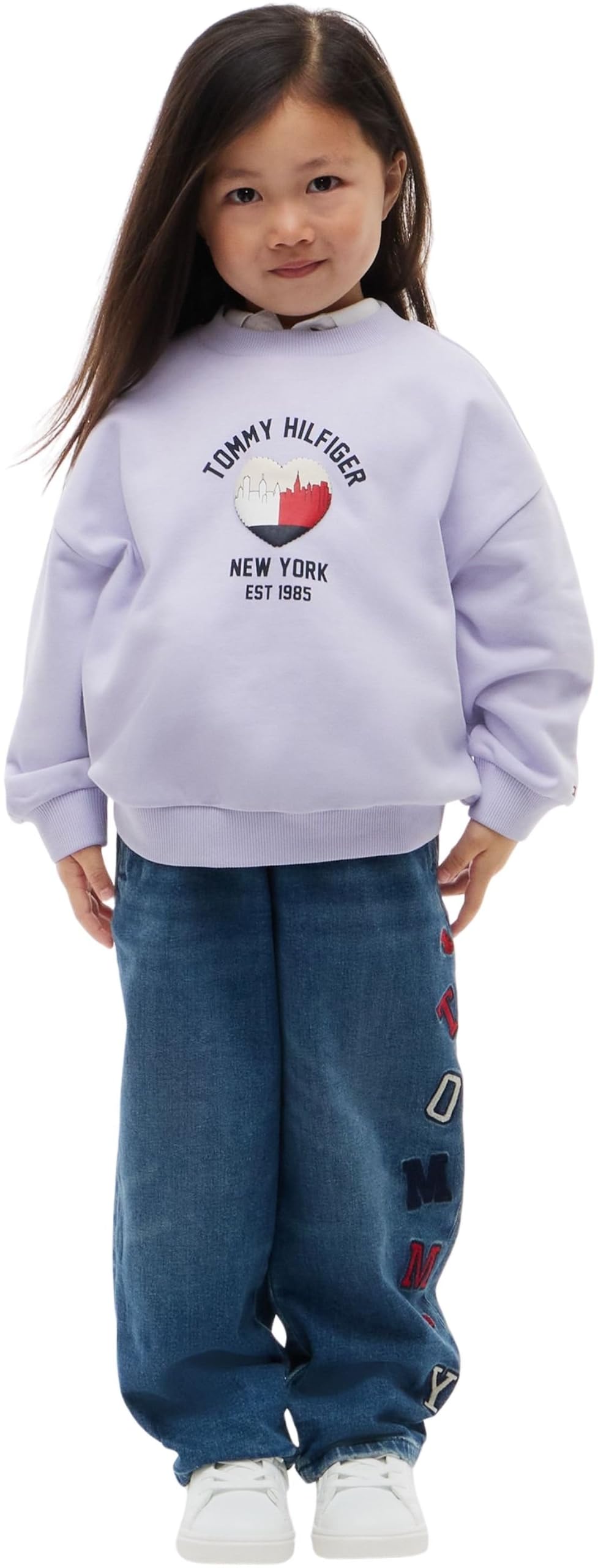 Tommy Hilfiger Kids Gender Inclusive Lu Crewneck Sweatshirt KS0KS00781 Pullover Sweatshirt, Purple, 24 Month