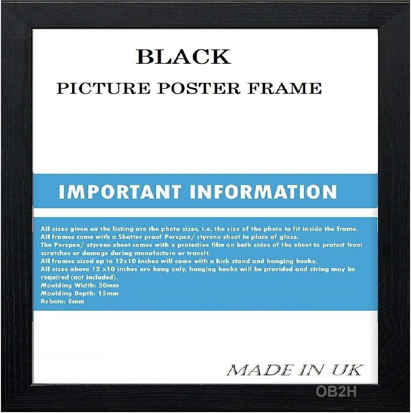 POPULAR SIZES PICTURE FRAME PHOTO FRAME (BLACK, 50x50cm)
