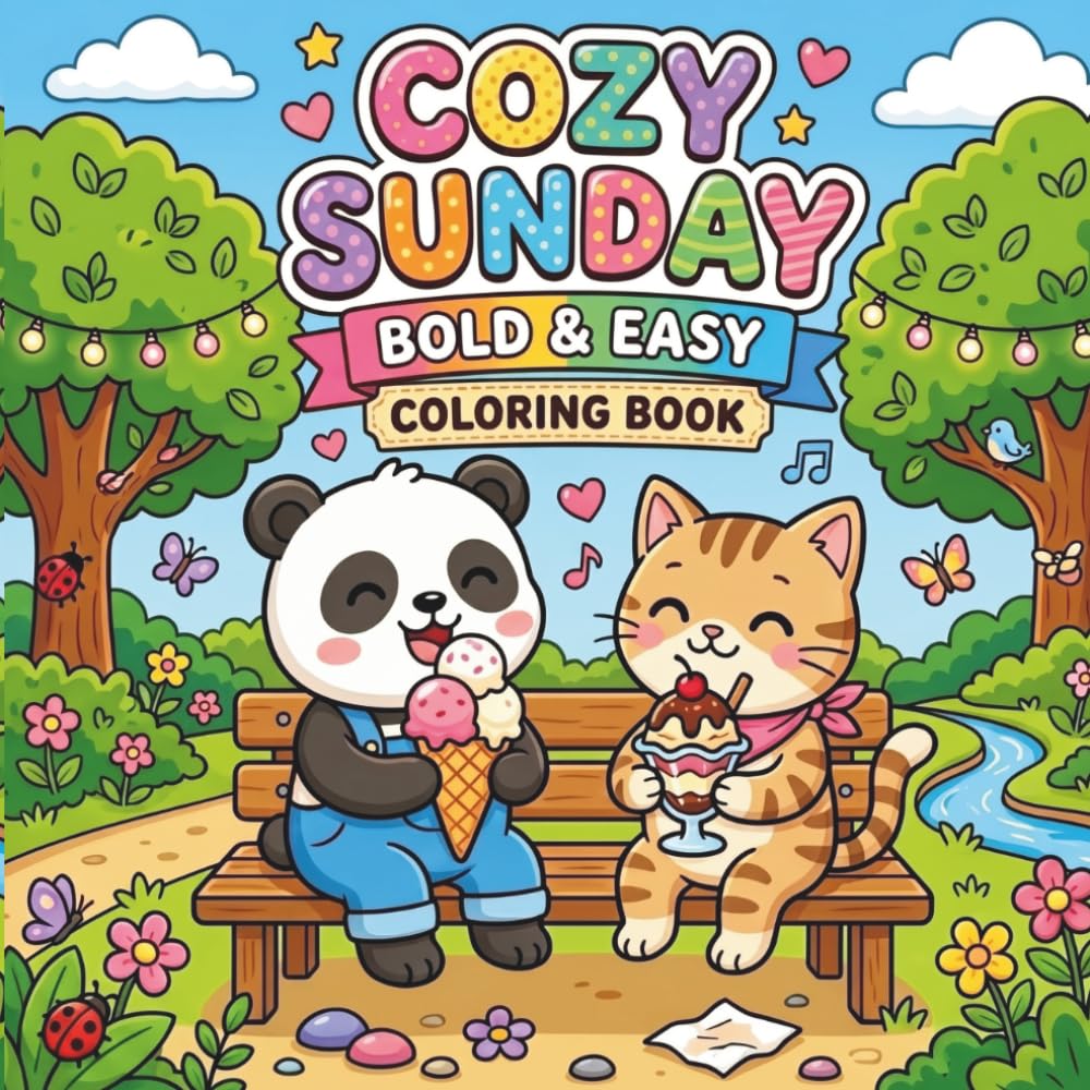 COZY SUNDAY - BOLD AND EASY COLORING BOOK