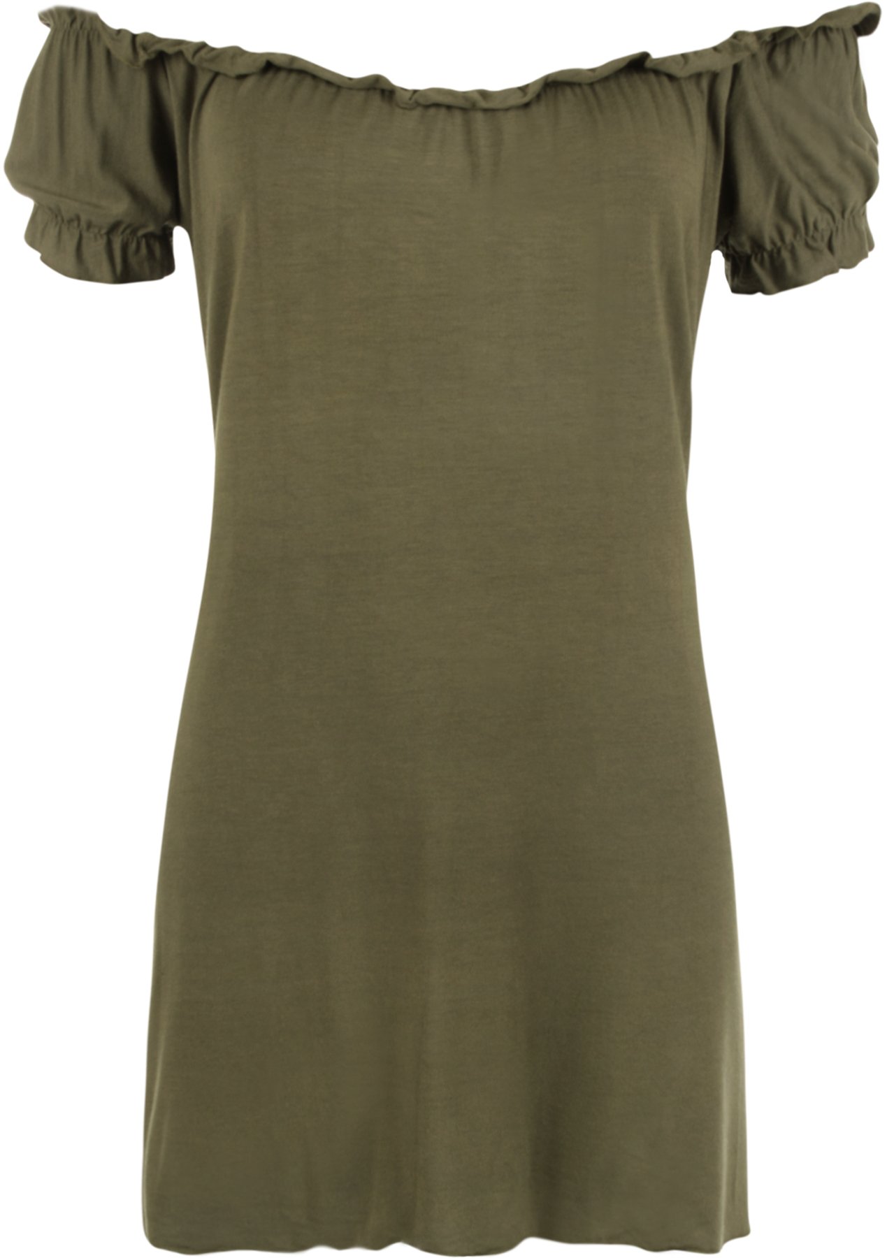 Wearall Women's Khaki Off Shoulder Gypsy Boho Top Plus Size 26/28