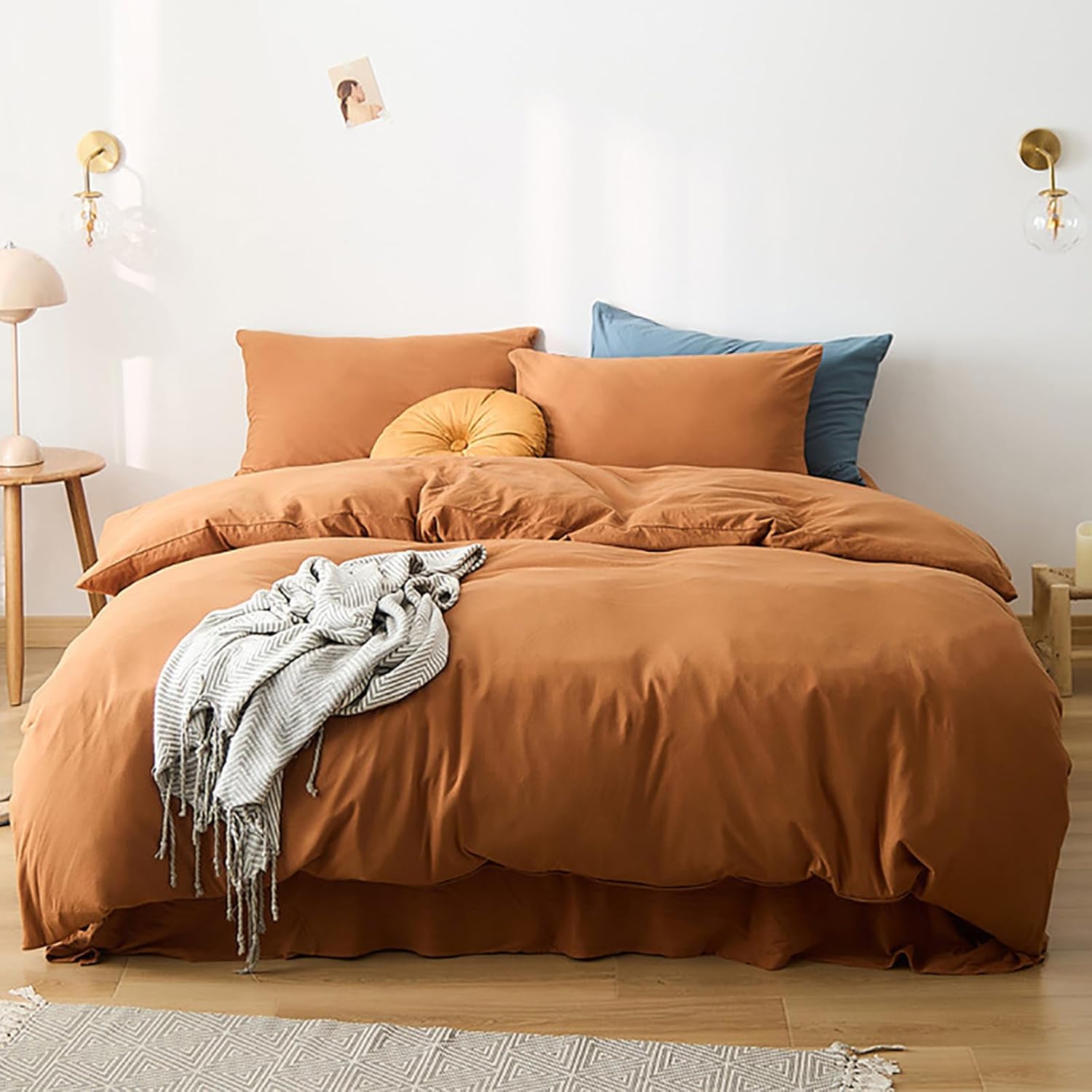 Cottonight Pumpkin Comforter Cal King Rust Burnt Orange Bedding Comforter California