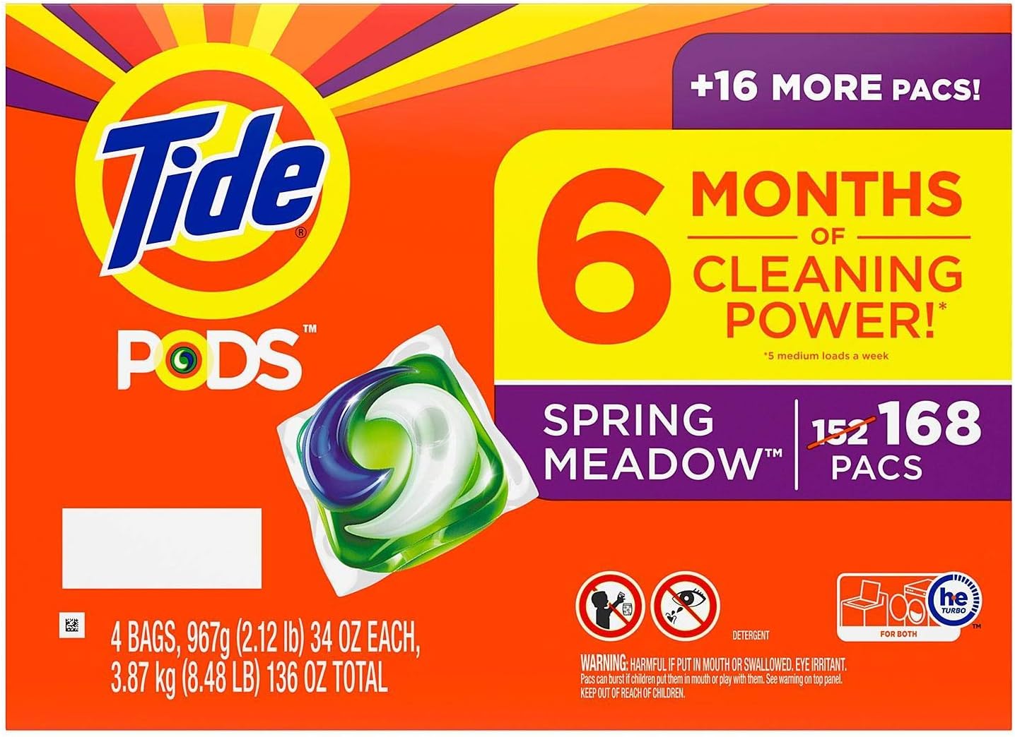 PODS Liquid Laundry Detergent Pacs, Spring Meadow (168 ct.)