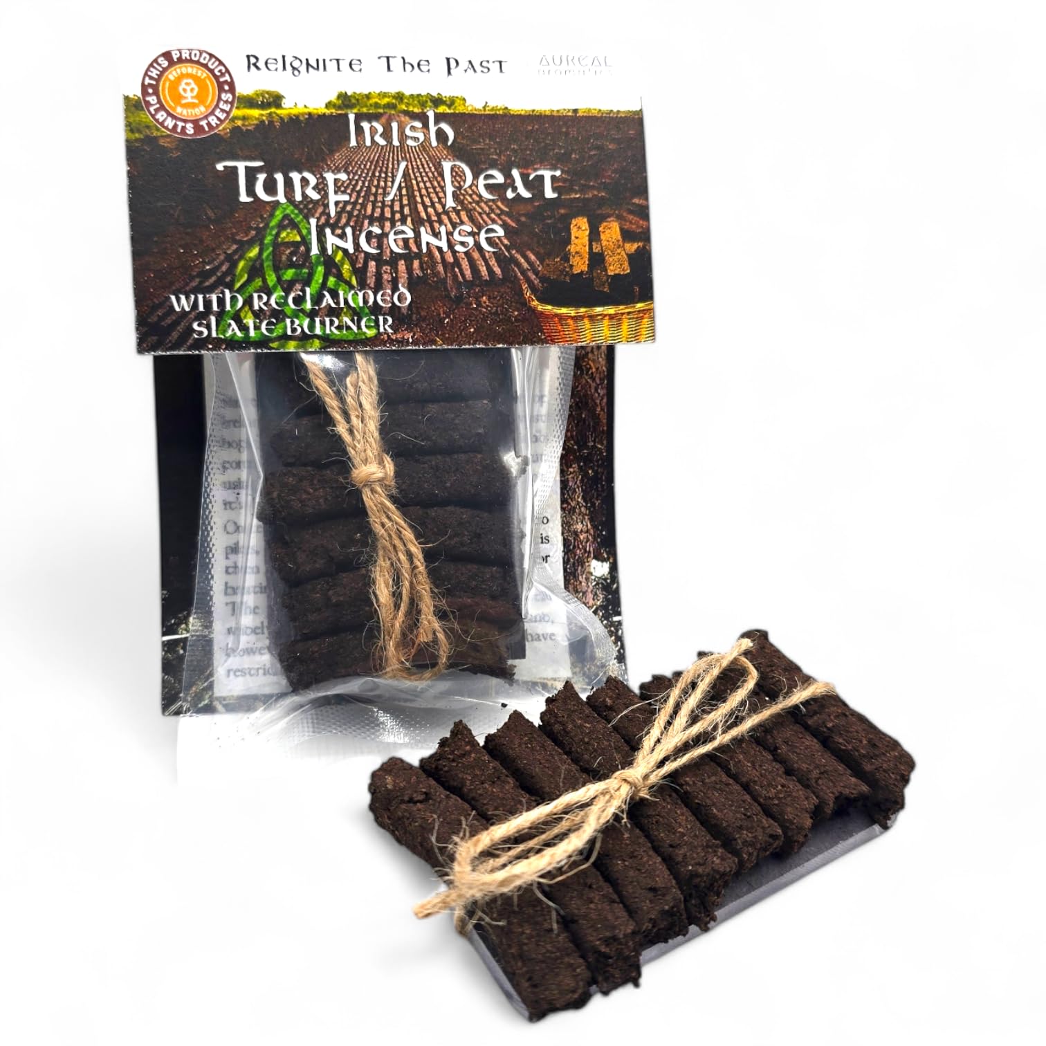 Waxarapy Brown Irish Turf/Peat Incense Set With Burner - The Smell Of Ancient Ireland