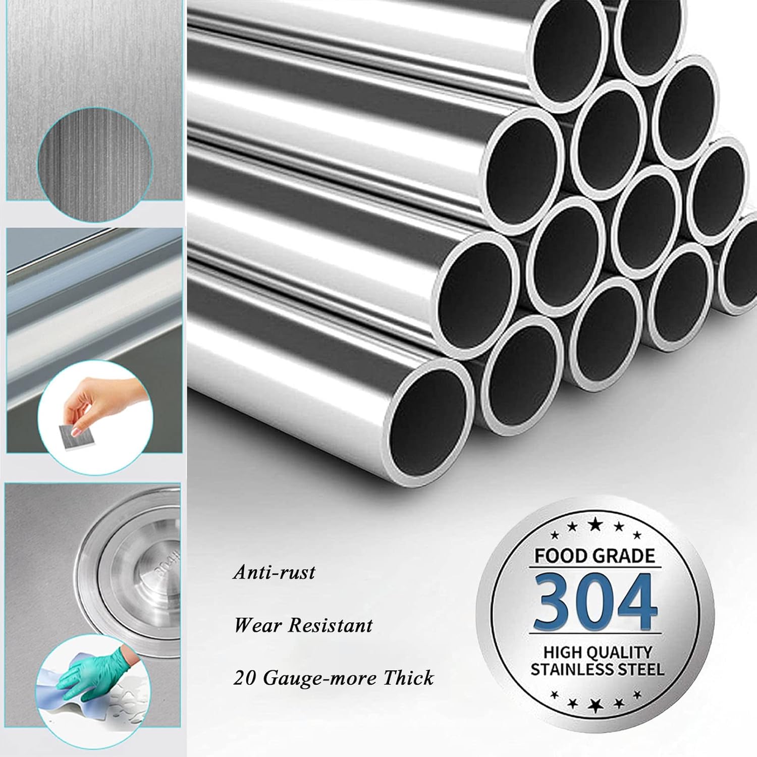 Freestanding Utility Sink Laundry Tub for Laundry Room/Garage Washing with Storage Shelf, Stainless-Steel Single Bowl Slop Sink Wash Station, 28x18.5x29.5inch