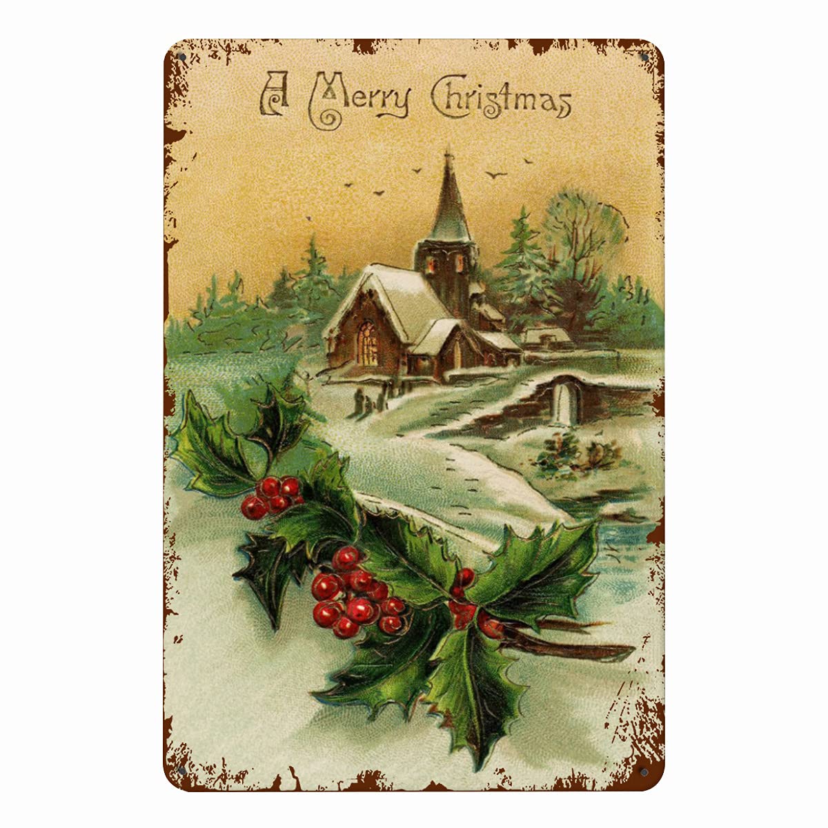 Merry Christmas. Metal Tin Sign Hanging Retro Plaque Kitchen Poster Cafe Bar Pub Store Man cave Art Novelty Designs12x8inch