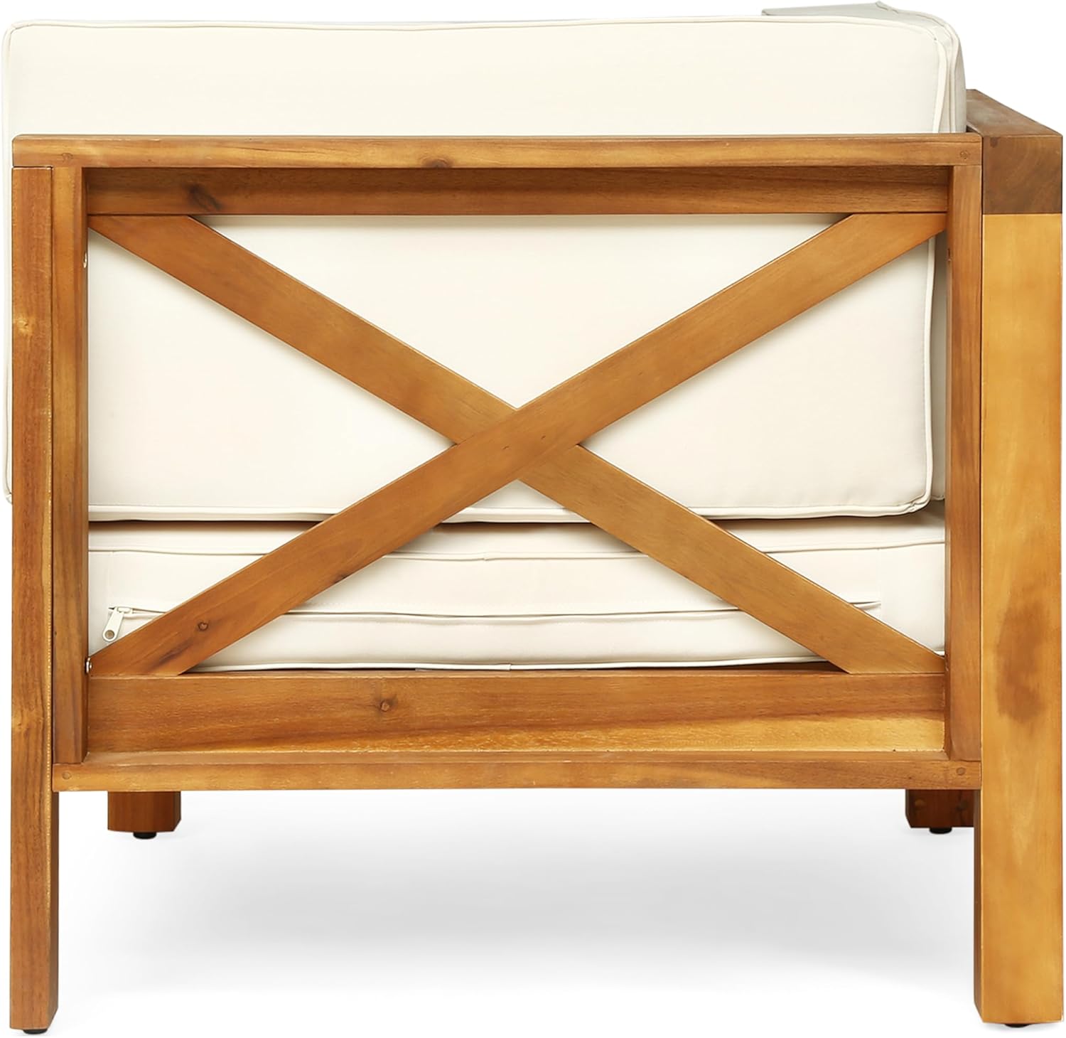 Christopher Knight Home Outdoor Modular Acacia Wood Sofa with Cushions, Teak and Beige