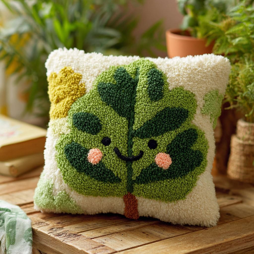 AMBATTERY DIY Latch Hook Cushion Kit Animal Dog Printed Pillowcase Crochet Yarns Hooking Handmade Pillow Cover Cushion Latch Hook Embroidery Kit 17x17inch