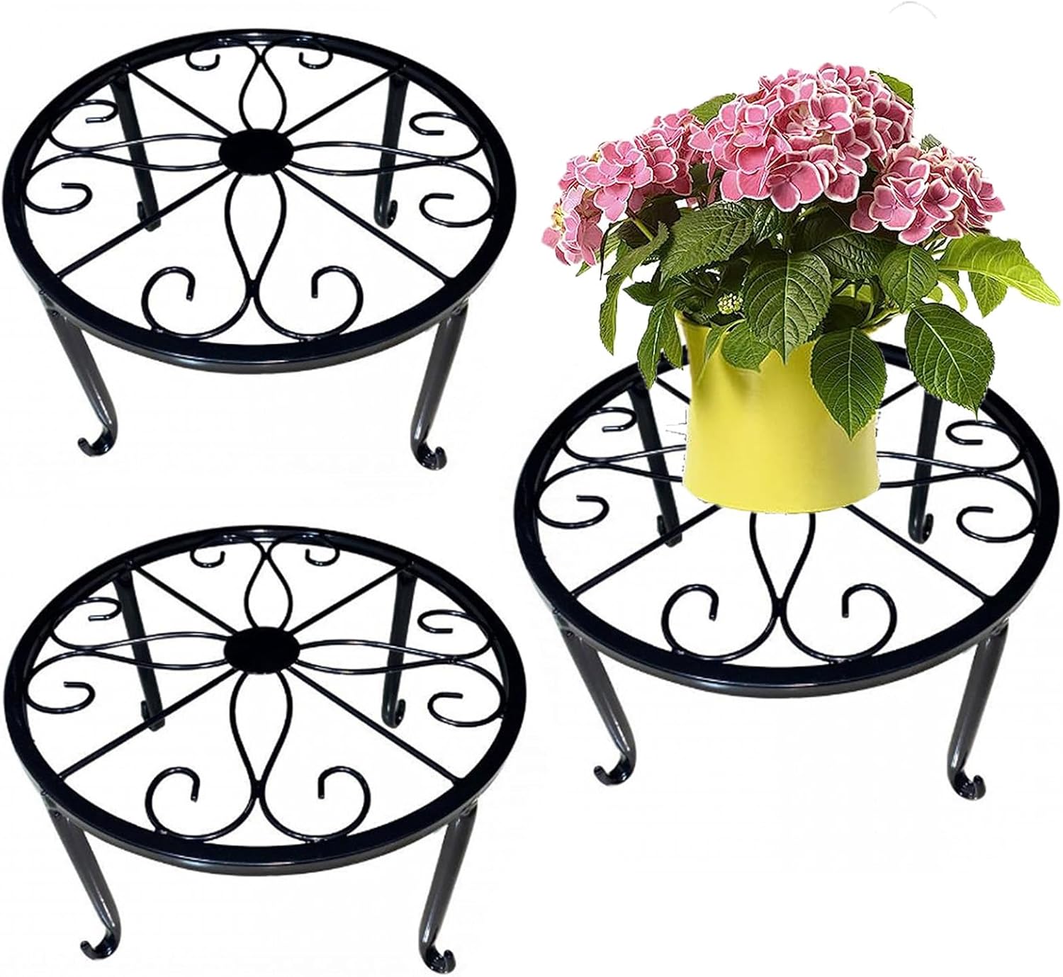 YTCYKJ Metal Plant Stands,3 Pack 9" Heavy Duty Rustproof Round Flower Pot Stands