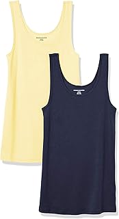 Amazon Essentials Camiseta de Tirantes de Ajuste Entallado Mujer, Pack de 2