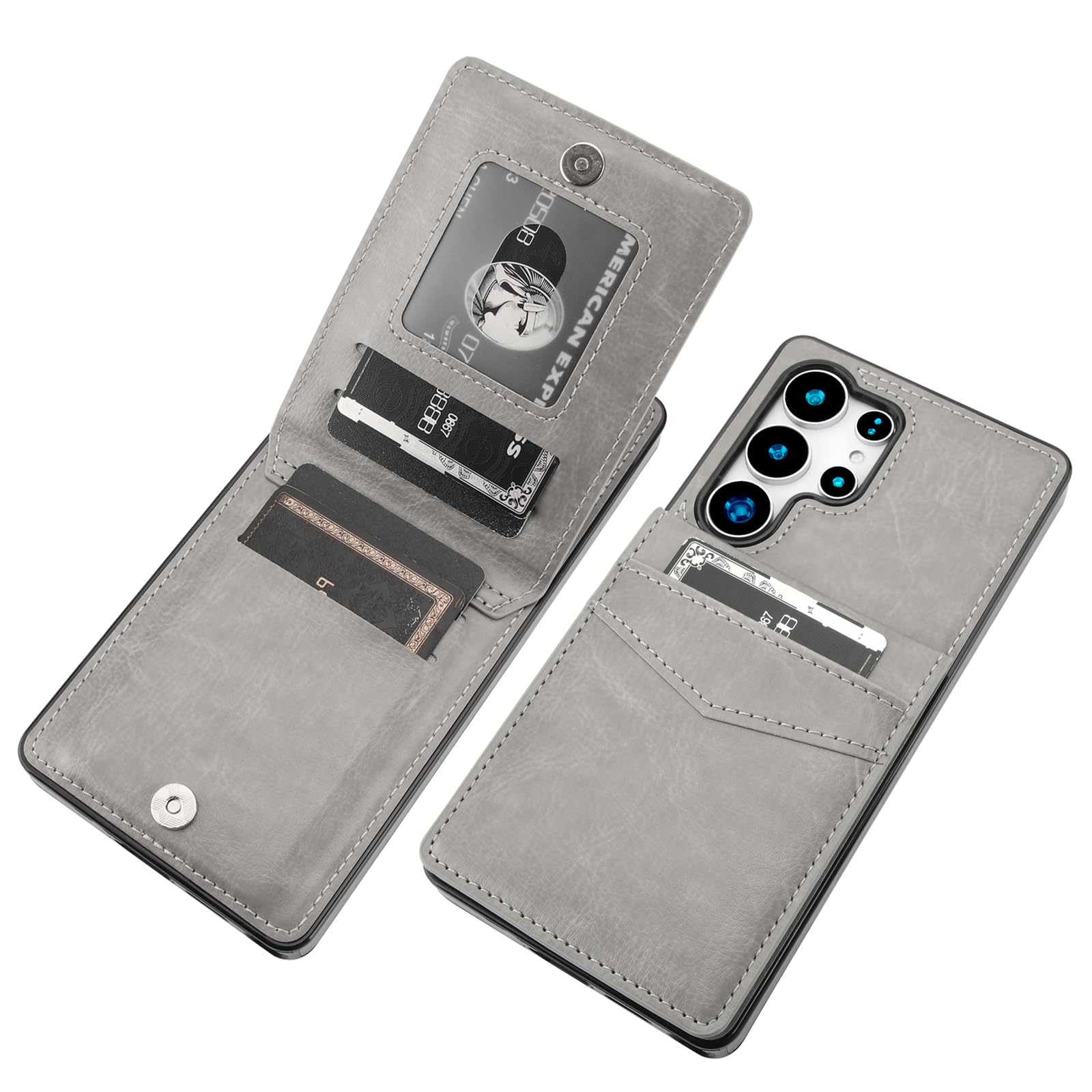 KIHUWEY for Samsung Galaxy S25 Ultra Case Wallet with Credit Card Holder, Flip Premium Leather Magnetic Clasp Kickstand Heavy Duty Protective Cover