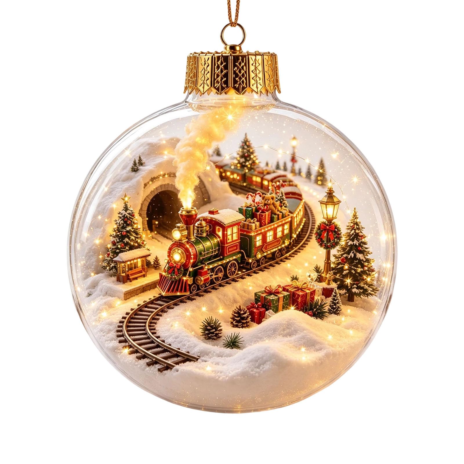 Glowing Christmas Story Ornament, Light-Up Mini Holiday Scene Baubles