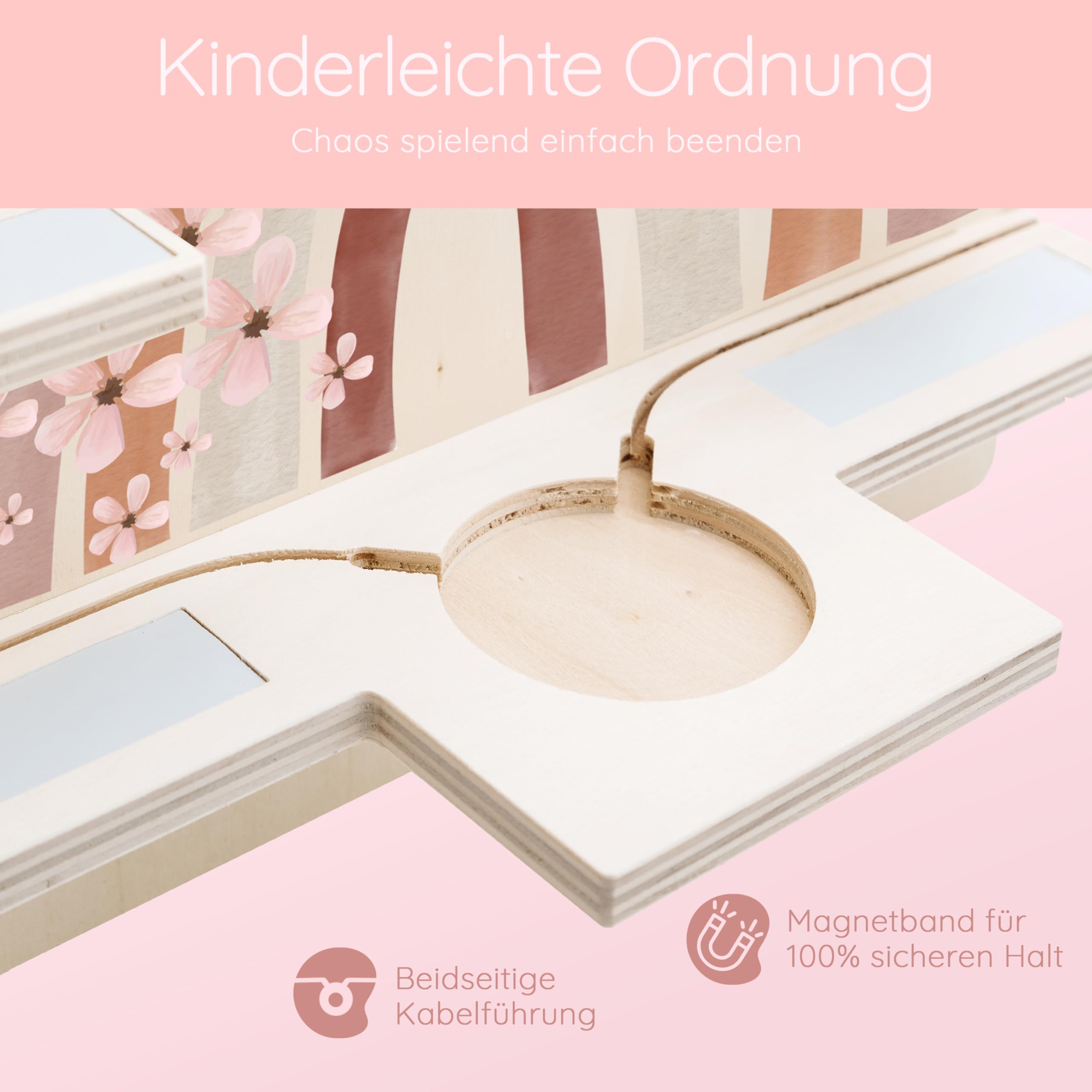 Bärenfreunde personalisiertes Tonie Regal für Kinderzimmer - Magnetisches Toniebox Regal für Toniebox1 & 2 Plus Figuren mit abgerundeten Ecken & Kanten (Regenbogen Blumen)