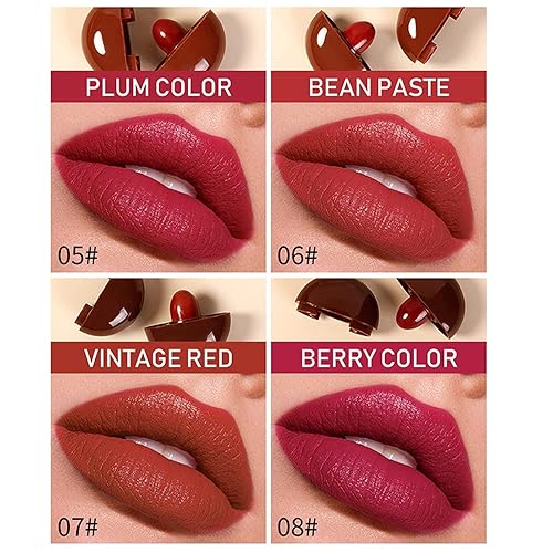 Miniatura 5 de Juego de lápices labiales de chocolate, 8 colores lindos e impermeables, mate, mate, mini cápsulas, juego de lápiz labial de terciopelo, mini