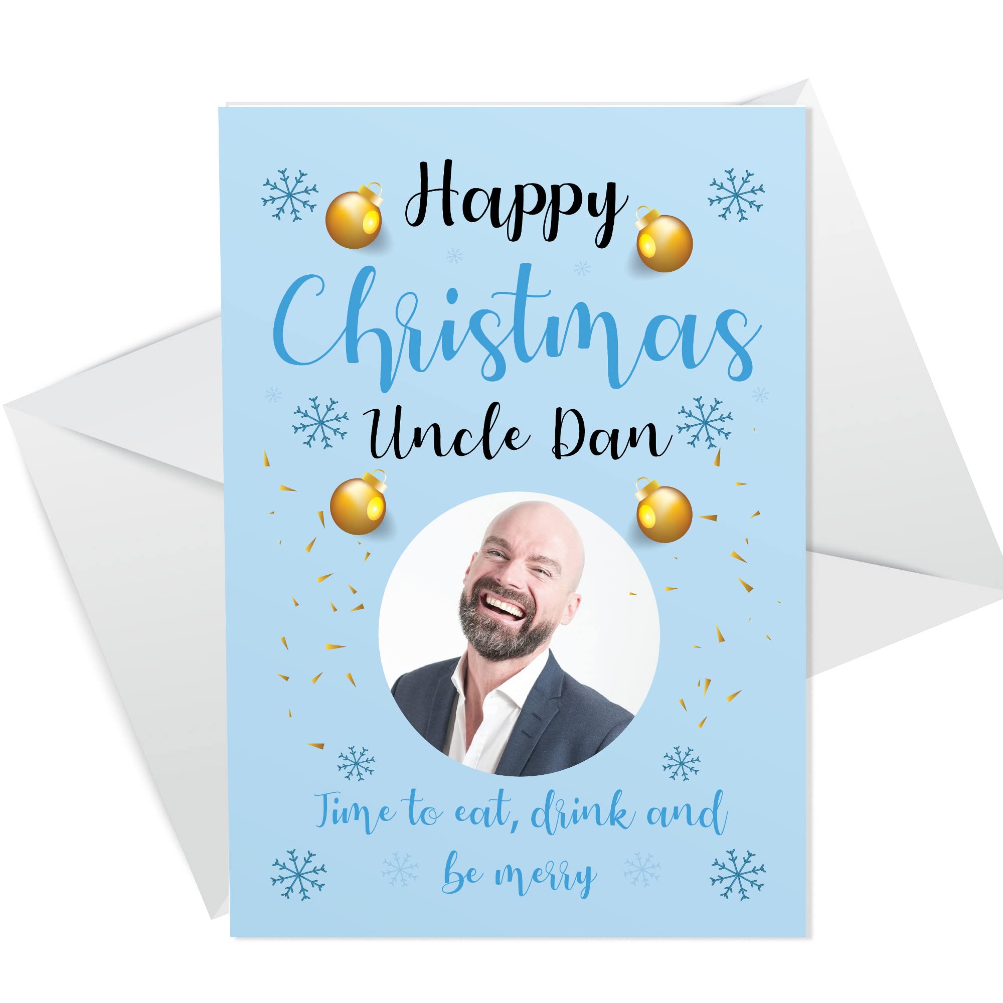 RED OCEAN Personalised Funny Christmas Card For Uncle Photo Card For Him Uncle Christmas Card