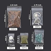 Vista 2 de 500 bolsas pequeñas de plástico con cremallera, 5 tamaños, bolsas de polietileno transparentes con cierre de 2 mil de grosor para joyas, golosinas