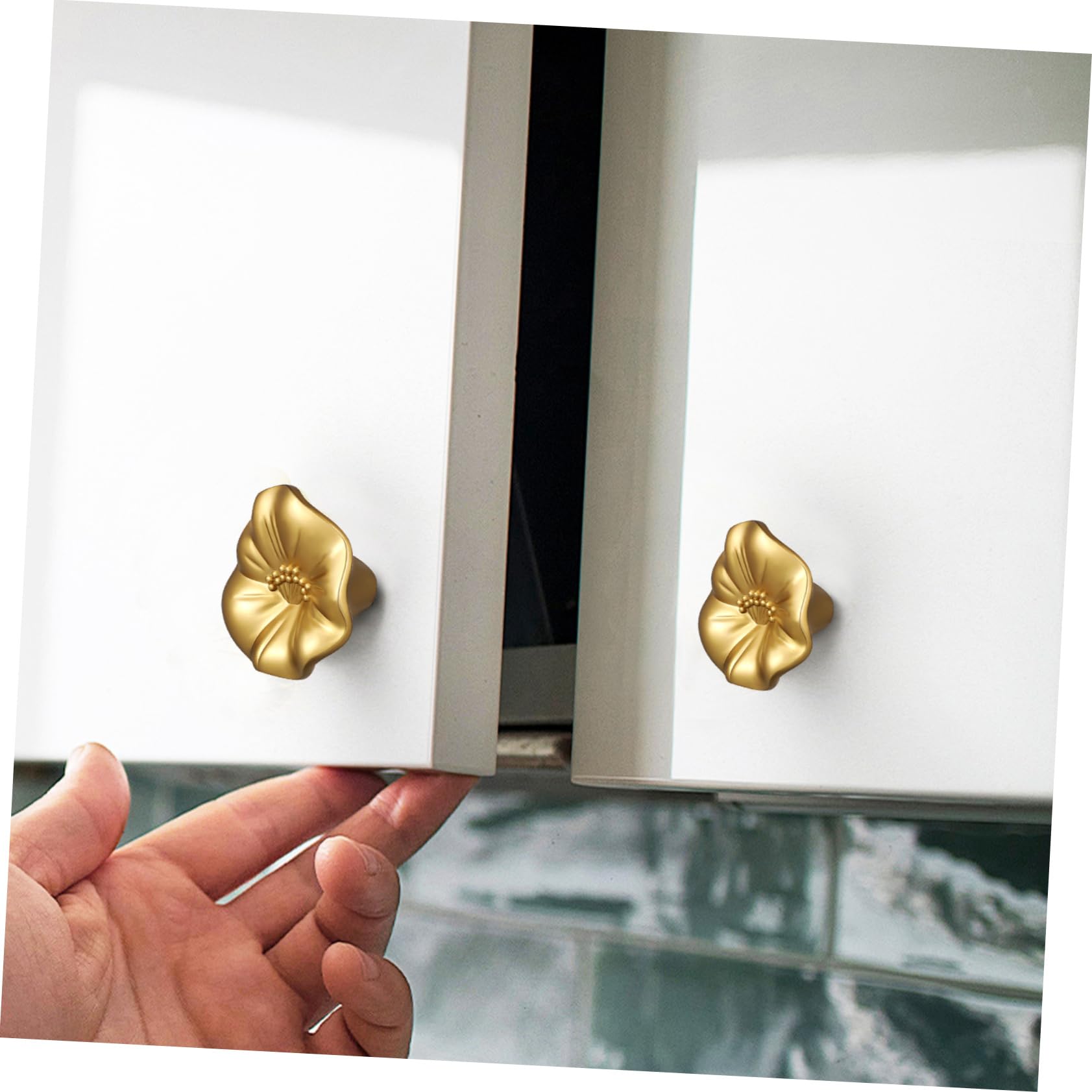 Schrankknöpfe Verschleißfest Blumenförmige 5 Stück aus Zinklegierung und Goldfarbene Möbelgriffe mit Elegantem Design Komfortabler Griff für Kommodenschubladen