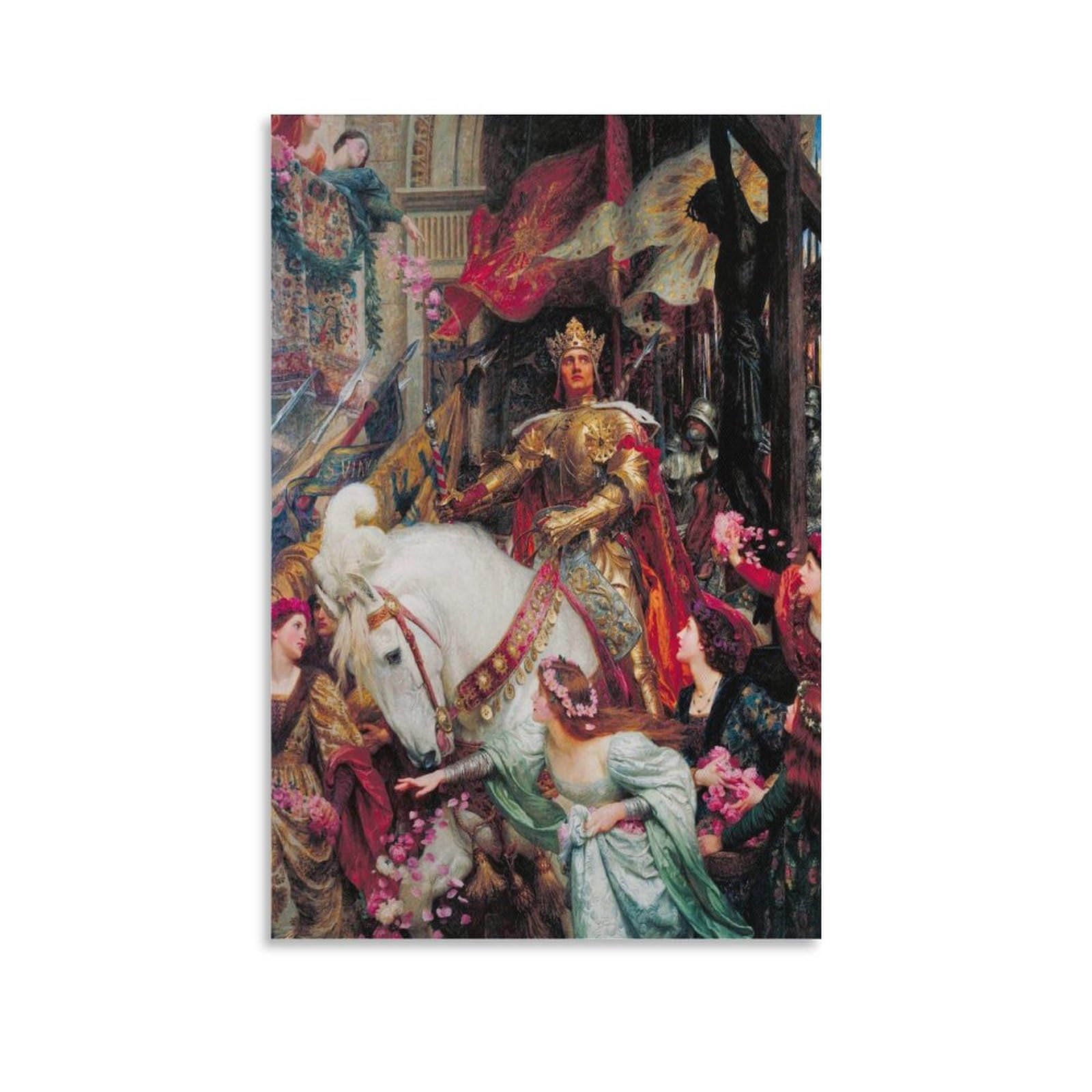Waonzzai Unframe Famous Painting Frank Dicksee Poster The Two Crowns Canvas Prints Art Poster Home Decorative Painting; ; 20X30inch(50X75cm)