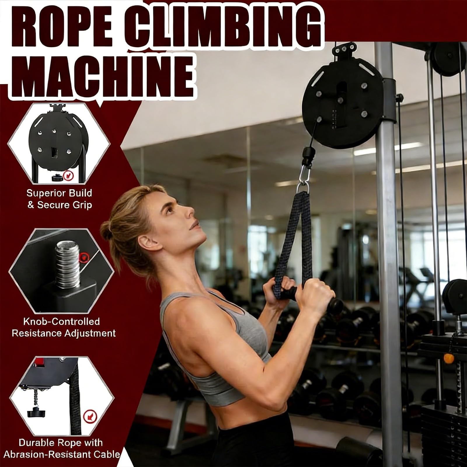 Endless Rope Trainer, przenośny system pasów kablowych, system z regulowanym oporem, wyposażenie domu na siłownię, do uchwytu, broni, pleców, ćwiczeń koordynacyjnych (czarny)