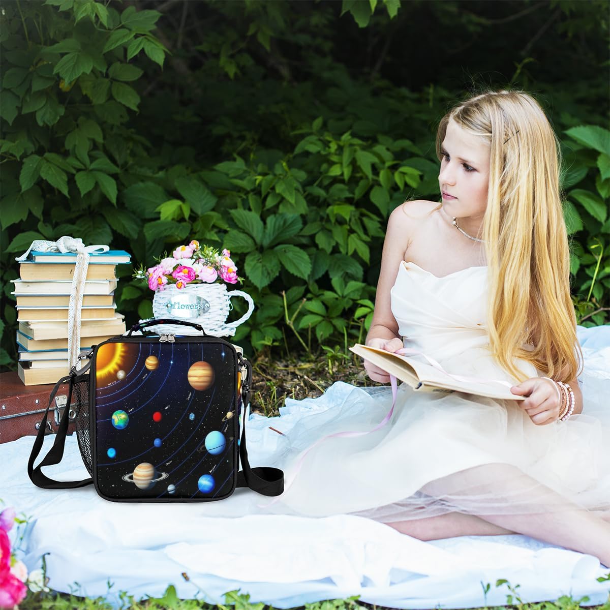 Solar System Lunch Box, Space Lunch Bag Insulated Lunchbox Reusable Cooler Bag for Office Work Picnic