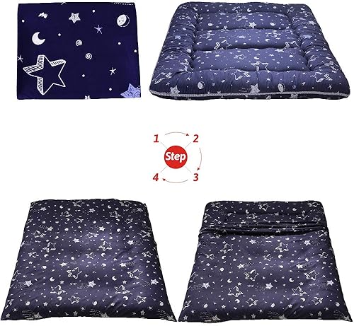 Miniatura 7 de MAXYOYO - Colchón futón estrella azul marino, colchón de piso japonés, tatami, cama plegable, portátil, para acampar, almohadilla para dormir para