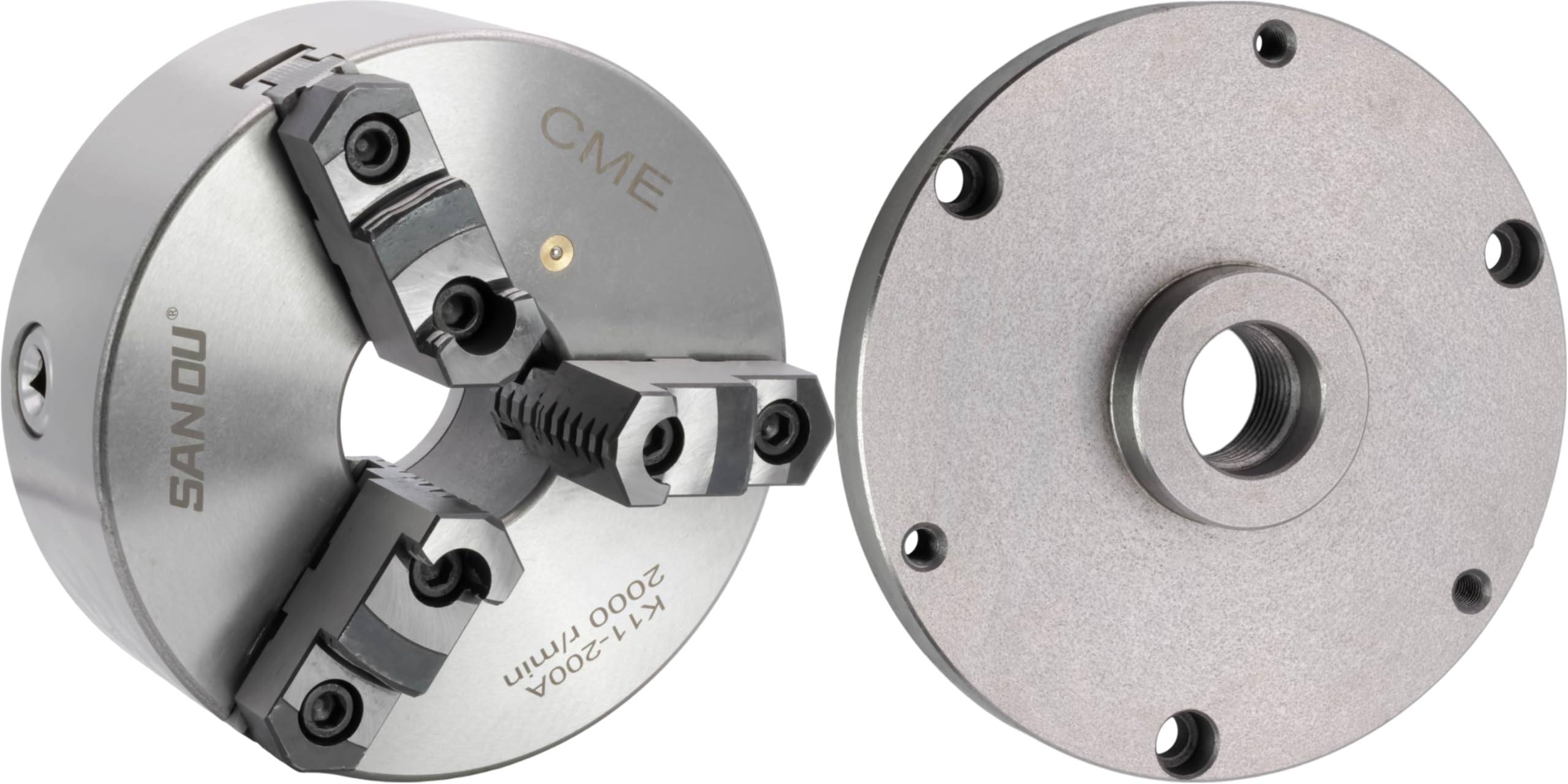 CME 8 inch 3 jaw chuck with threaded backing plate