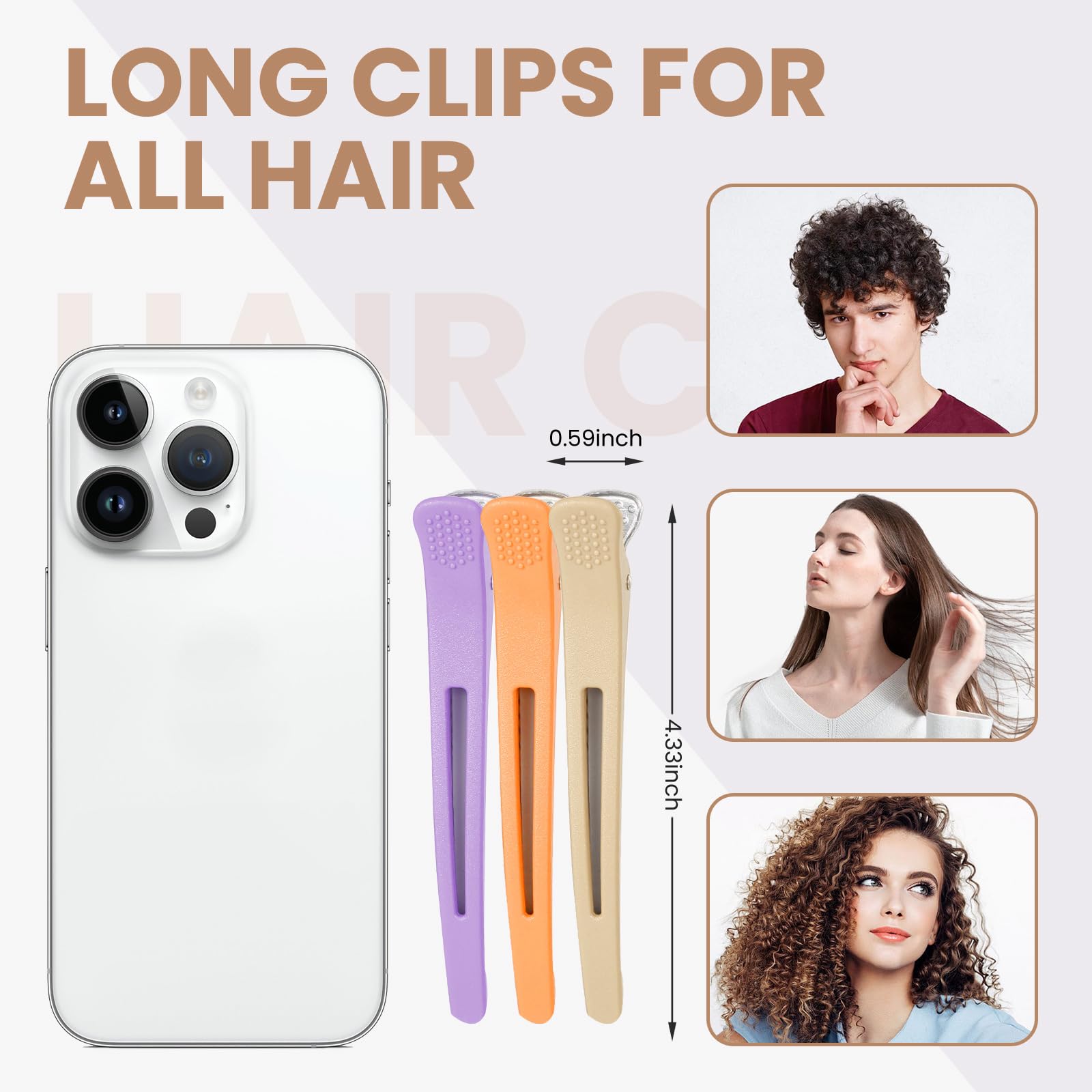 MEDOCA 12 pinzas para el pelo para peinar, pinzas para el pelo sin arrugas para mujer, pinzas antideslizantes con banda de silicona, clips de corte de pelo de salón, multicolor